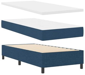 vidaXL Κρεβάτι με ελατήρια με στρώμα Μπλε 90 x 200 cm ύφασμα