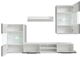 Σύνθετο Σαλονιού / Τηλεόρασης με Φωτισμό LED 4 τεμ. Μαύρο Γυαλιστερό