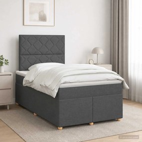 vidaXL Κρεβάτι box spring με στρώμα Σκούρο Γκρι 120 x 200 cm Ύφασμα