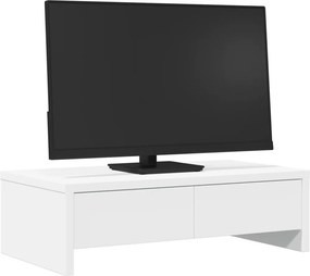 vidaXL Βάση Οθόνης με Συρτάρια Λευκή 50x27x15 εκ. Επεξεργασμένο Ξύλο