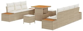 vidaXL Σετ Καναπέ Κήπου με μαξιλάρι 10 pcs Μπεζ, Κρέμα 80 x 80 x 71 cm