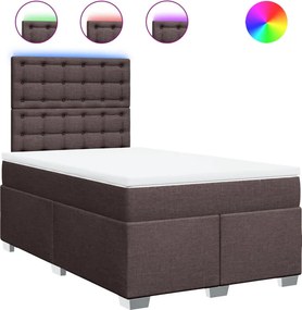 vidaXL Κρεβάτι Boxspring με Στρώμα Σκούρο Καφέ 120x190 εκ Υφασμάτινο
