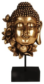 Διακοσμητικό Αντικείμενο Επιτραπέζιο Lotus Buddha 022507 18,6x9xH35cm Gold-Black Πολυρεσίνη