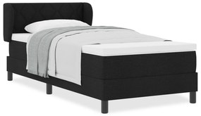 vidaXL Κρεβάτι με ελατήριο και στρώμα  Μαύρο 90x190 εκ Υφασμάτινο