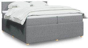 vidaXL Κρεβάτι Boxspring με Στρώμα Ανοιχτό Γκρι 200x200 εκ. Υφασμάτινο