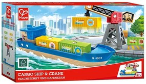 Hape Railway Ξύλινο Cargo Πλοίο &amp; Γερανός