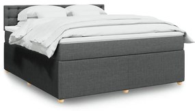 Κρεβάτι Boxspring με Στρώμα Σκούρο Γκρι 180x200 εκ Υφασμάτιν - Γκρι