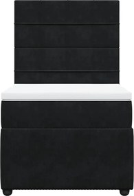 vidaXL Κρεβάτι Boxspring με Στρώμα Μαύρο 80 x 200 εκ. Βελούδινο