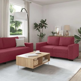 vidaXL Σετ Καναπέδων 2 Τεμαχίων με Μαξιλάρια, Κόκκινο Ύφασμα