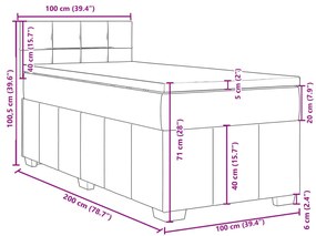 Κρεβάτι Boxspring με Στρώμα Μαύρο 100 x 200 εκ. Υφασμάτινο - Μαύρο