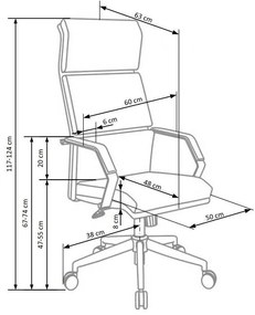 Καρέκλα γραφείου Houston 188, Άσπρο, Μαύρο, 117x60x63cm, 22 kg, Με μπράτσα, Με ρόδες, Μηχανισμός καρέκλας: Κλίση | Epipla1.gr