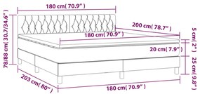 vidaXL Κρεβάτι Boxspring με Στρώμα Μαύρο 180x200 εκ. Υφασμάτινο