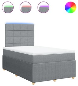 vidaXL Κρεβάτι Boxspring με Στρώμα Ανοιχτό Γκρι 120x190 εκ. Υφασμάτινο