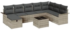 vidaXL Σετ Καναπέ Κήπου με μαξιλάρι 9 pcs Ανοιχτό γκρι συνθετικό ρατάν