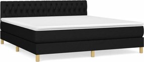 vidaXL Κρεβάτι Boxspring με Στρώμα Μαύρο 180x200 εκ. Υφασμάτινο