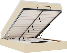vidaXL Οθωμανικό κρεβάτι με στρώμα Cream 140x200cm ύφασμα