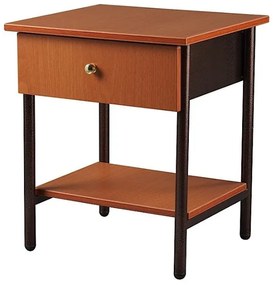 Κομοδίνο μεταλλικό με συρτάρι σε χρώμα καφέ 45x38x53