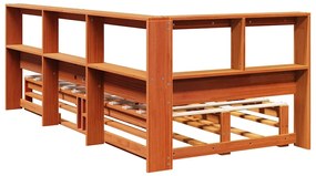 Κρεβάτι Βιβλιοθήκη Χωρίς Στρώμα 90x190 εκ Μασίφ Ξύλο Πεύκου - Καφέ