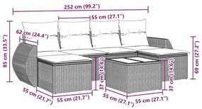 vidaXL Καναπές Σετ 7 Τεμαχίων Μαύρο Συνθετικό Ρατάν με Μαξιλάρια