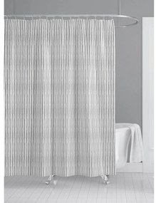 Κουρτίνα Μπάνιου Ριγέ Με 12 Κρίκους Γκρι Polyester 180x180cm ANKOR
