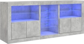 vidaXL Ντουλάπι με LED Γκρι Σκυροδέματος 162x37x67 εκ.