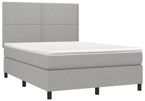 Κρεβάτι Boxspring με Στρώμα &amp; LED Αν.Γκρι 140x190εκ. Υφασμάτινο - Γκρι