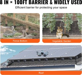 VEVOR 20 x 3048 cm Solar Panel Bird Guard, Critter Guard Roll Kit with Rustproof Coating PVC, Solar Panel Guard with 50pcs Tire Wires, 12,7 mm Wire Roll Mesh