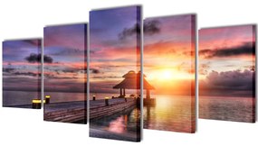 vidaXL Πίνακας σε Καμβά Σετ Παραλία με Κιόσκι 100 x 50 εκ.