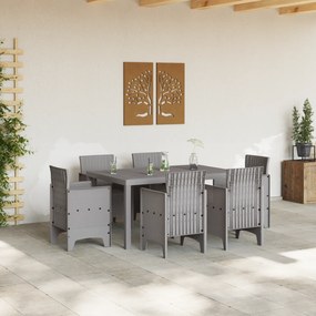 vidaXL Σετ Τραπεζαρίας Κήπου 7 Τεμαχίων Γκρι Πολυ Ρατάν