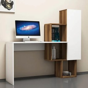Stewehome Γραφείο με βιβλιοθήκη Καρυδιά Λευκό 145x45x142 cm