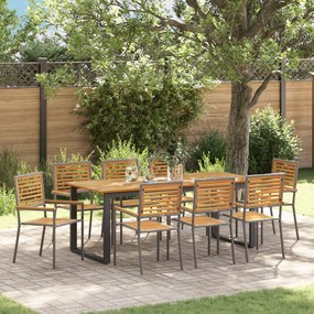 vidaXL Σετ τραπεζαρίας κήπου 9 pcs Γκρι 200 x 90 x 75 cm