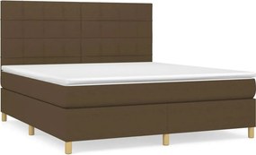 vidaXL Κρεβάτι Boxspring με Στρώμα Σκούρο Καφέ 180x200 εκ Υφασμάτινο
