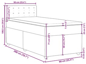 Κρεβάτι Boxspring με Στρώμα Κρεμ 90x200 εκ.Υφασμάτινο - Κρεμ