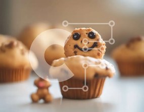 Intra Συλλεκτικό Ξύλινο Παζλ Plywood  4mm - Cupcake Smiley Face με διακόσμηση αρκουδάκι Σε Ξύλινο Κουτί - Διαστάσεις: 10x10 cm – 25 κομμάτια