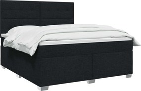vidaXL Κρεβάτι box spring με στρώμα Μαύρο 180 x 200 cm Ύφασμα