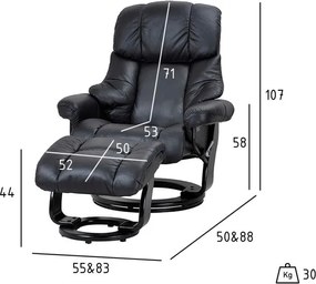 Crown Recliner Black Leather
