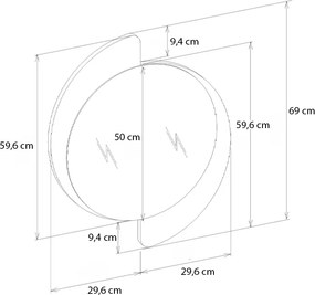 Καθρέπτης τοίχου Sevilla Μegapap χρώμα λευκό 59,2x2,2x69εκ.