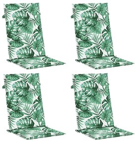 vidaXL Μαξιλάρια Καρέκλας με Ψηλή Πλάτη 4 τεμ Σχέδιο Φύλλων Υφασμάτινα