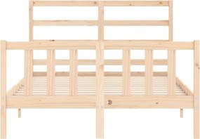 vidaXL Πλαίσιο Κρεβατιού με Κεφαλάρι από Μασίφ Ξύλο Double