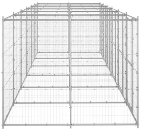 Κλουβί Σκύλου Εξωτερικού Χώρου 14,52 μ² από Γαλβανισμένο Χάλυβα - Ασήμι