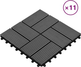 vidaXL Πλάκα Κατασκευής 11 pcs Γκρι 30 x 30 cm WPC