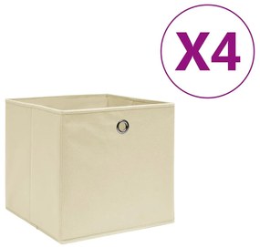 Κουτιά Αποθήκευσης 4 τεμ. Κρεμ 28x28x28 εκ. Ύφασμα Non-woven - Κρεμ