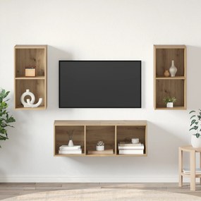 vidaXL Σετ Τηλεοπτικού Κάδου 3 pcs artisan δρυς 37 x 37 x 107 εκ