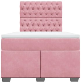 vidaXL Κρεβάτι Boxspring με Στρώμα Ροζ 120x190 εκ. Βελούδινο