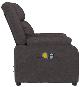 vidaXL Πολυθρόνα Μασάζ Ηλεκτρική Σκούρο Καφέ Υφασμάτινη