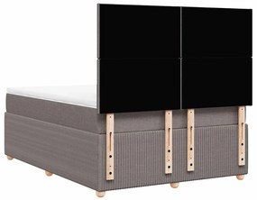 vidaXL Κρεβάτι Boxspring με Στρώμα Taupe 140x190 εκ. Υφασμάτινο