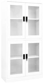 Ντουλάπα Γραφείου Λευκή 90 x 40 x 180 εκ Ατσάλι / Ψημένο Γυαλί - Λευκό