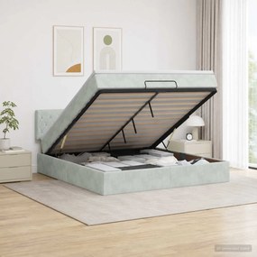 VidaXL Κρεβάτι Ottoman με Στρώμα και LED Ανοιχτό γκρι 180 x 200 cm