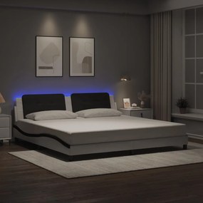 vidaXL Πλαίσιο Κρεβατιού με LED Χωρίς Στρώμα Zadar Λευκό/Μαύρο 200x200εκ.