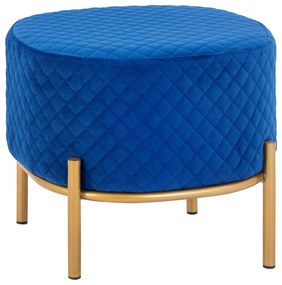 Stool Sinta  blue Velvet with gold base 42x42x38cm